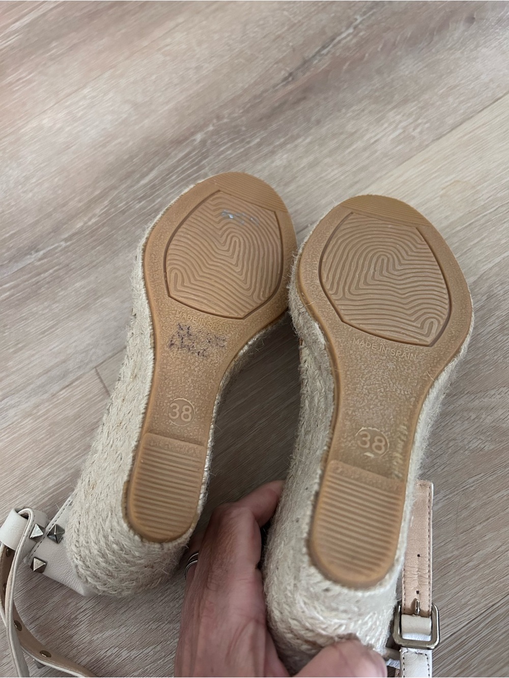 Maypol ivory/light beige Studded Espadrille Wedge Sandals 38- Pol Inspired NEW - Picture 4 of 7
